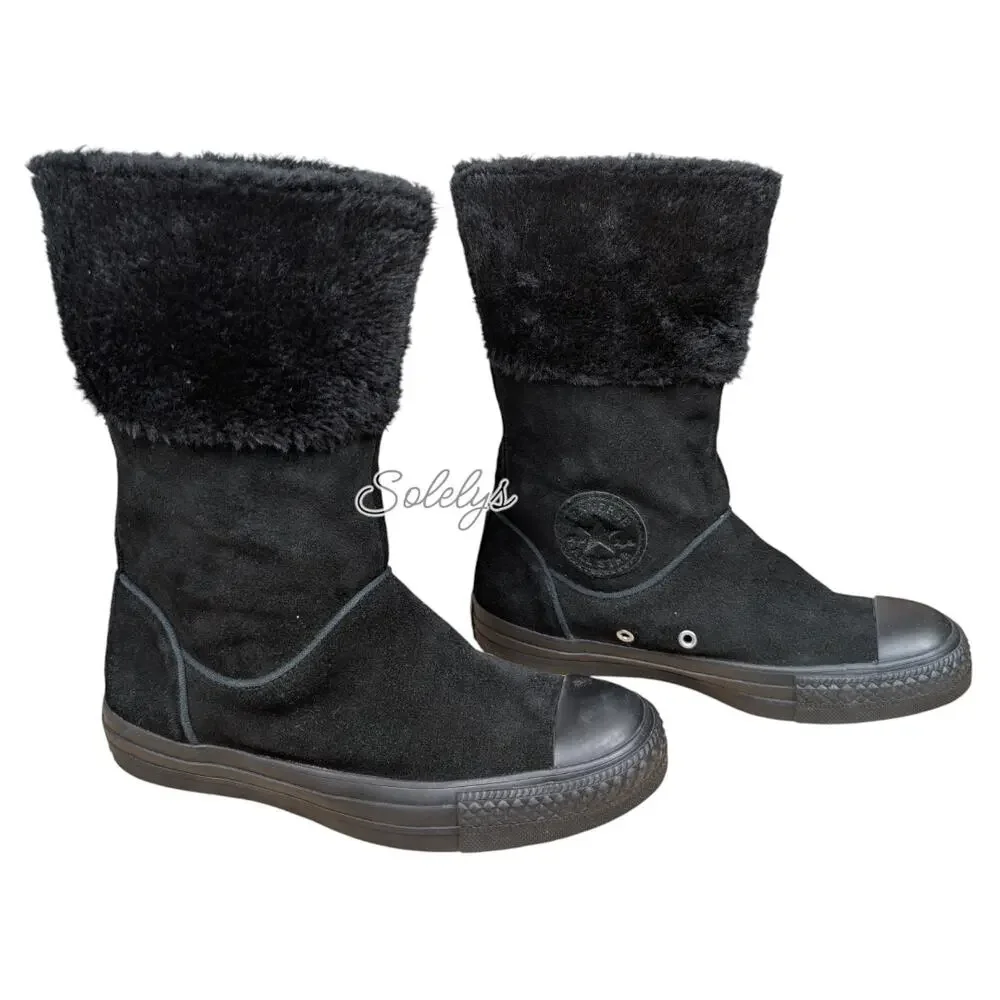 Converse CTAS 2011 Andover XHI Calf High Black Suede Leather Foldover Boot 7 - Picture 4 of 10